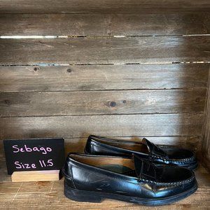 Mens Sebago 70697 Black Leather Classic Penny Slip On Shoes Loafers Size 11.5 B